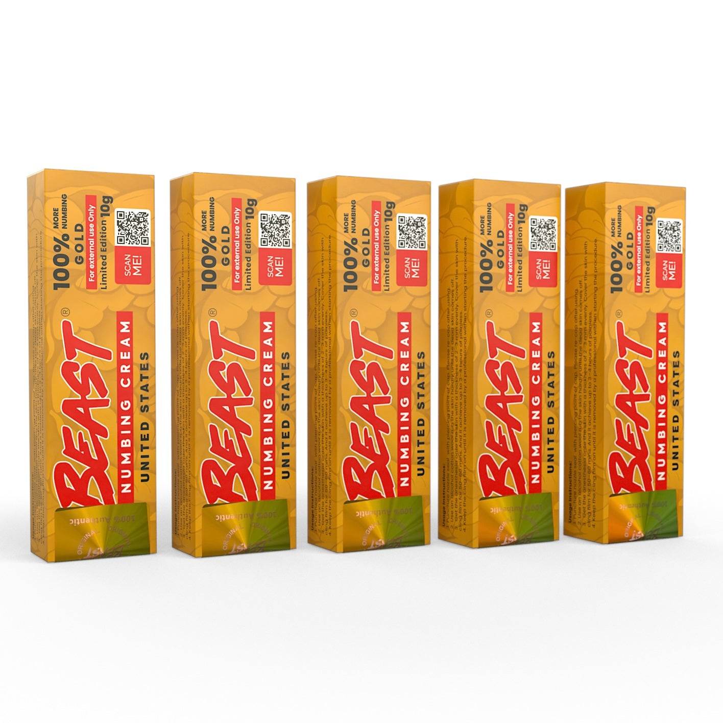 NEW* BEAST Numbing Cream Gold 100% More Numbing (5 Packs)