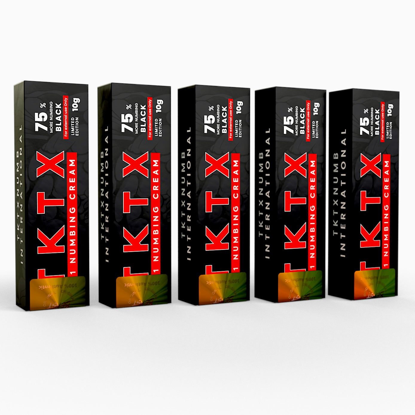 TKTX Numbing Cream Black 75% | (5 Packs) Long Lasting 4-6 Hours