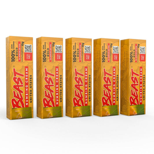 NEW* BEAST Numbing Cream Gold 100% More Numbing (5 Packs)