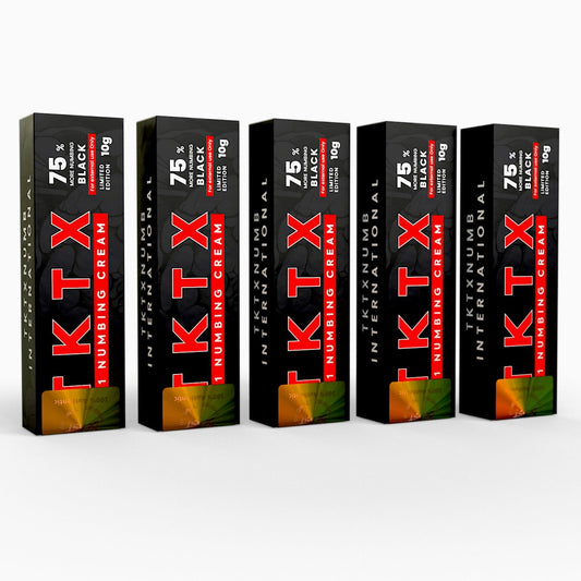 TKTX Numbing Cream Black 75% | (5 Packs) Long Lasting 4-6 Hours